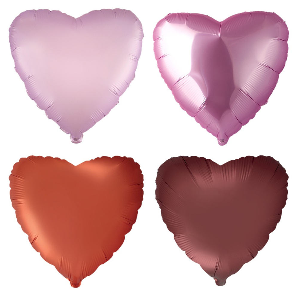 Фольгированный шар-сердце, сатин, красно-розовые оттенки, 46 см