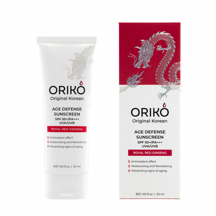 ORIKO Royal Red Ginseng Age Defense Sunscreen SPF 50+/PA+++ Солнцезащитный крем для лица SPF 50+/PA+++ с экстрактом красного женьшеня 50 мл