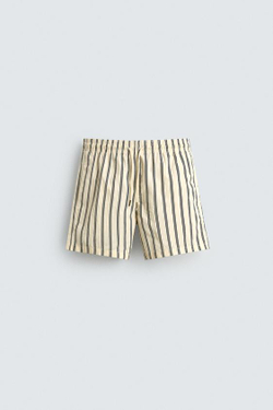 ZARA ПЛАВКИ В ПОЛОСКУ, ЭКРЮ