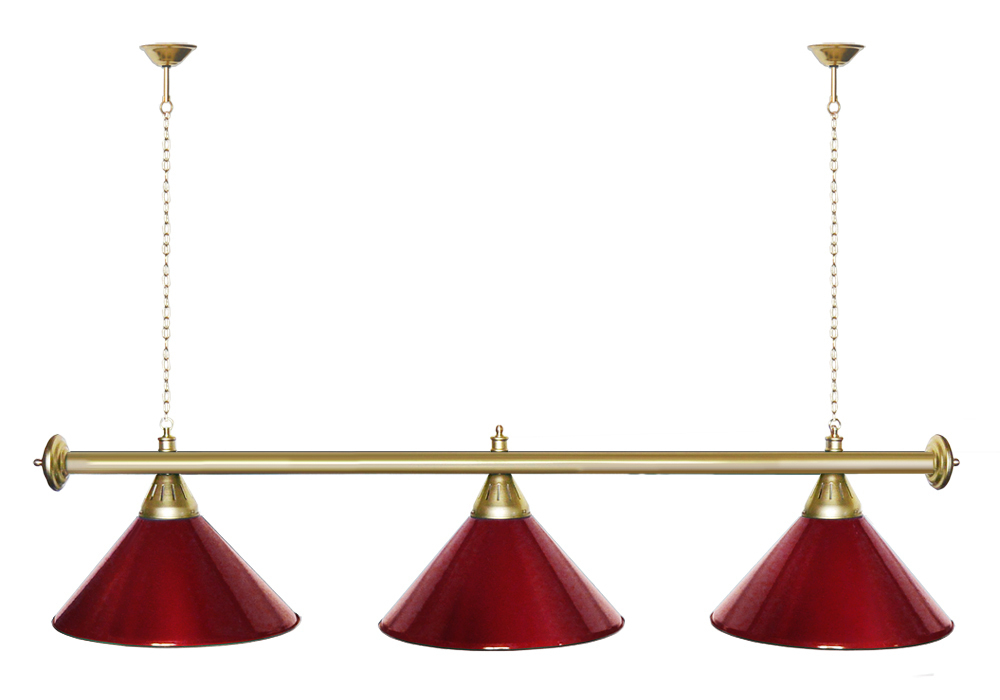 Лампа STARTBILLIARDS 3 пл. (плафоны зеленые,штанга зеленая,фурнитура золото)