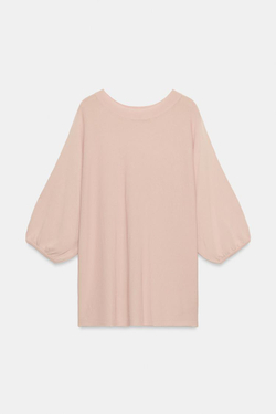 ZARA ТРИКОТАЖНЫЙ ТОП ОВЕРСАЙЗ, ТЕЛЕСНО-РОЗОВЫЙ