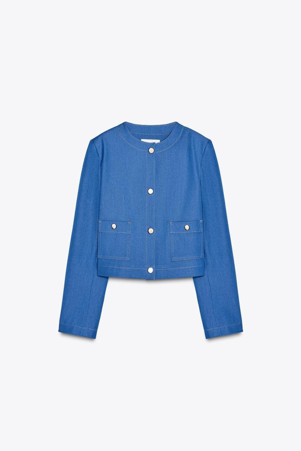 ZARA КАРДИГАН С КОНТРАСТНОЙ СТРОЧКОЙ, СВЕТЛЫЙ ИНДИГО