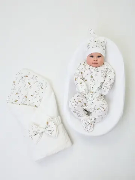 Конверт плюшевый на выписку для новорожденного осень