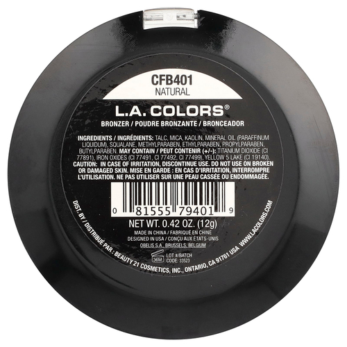 L.A. Colors, бронзер, CFB401 натуральный, 12 г (0,42 унции)