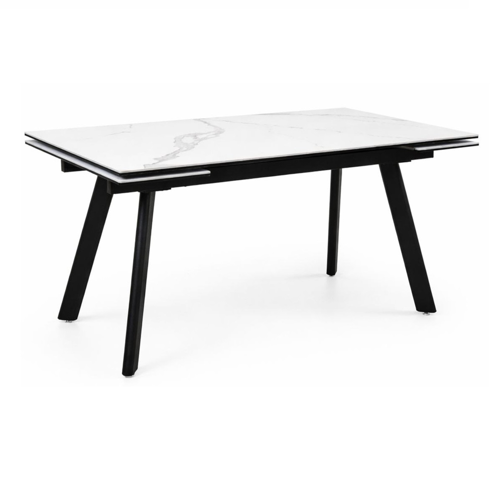 Стол из керамогранита 120 (+30) (+30) цвет Gloria White matt