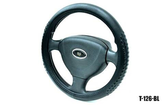 Оплетка на руль круглая Coolpart MAXIMAL (37*38) нат.кожа черный T-126-BL