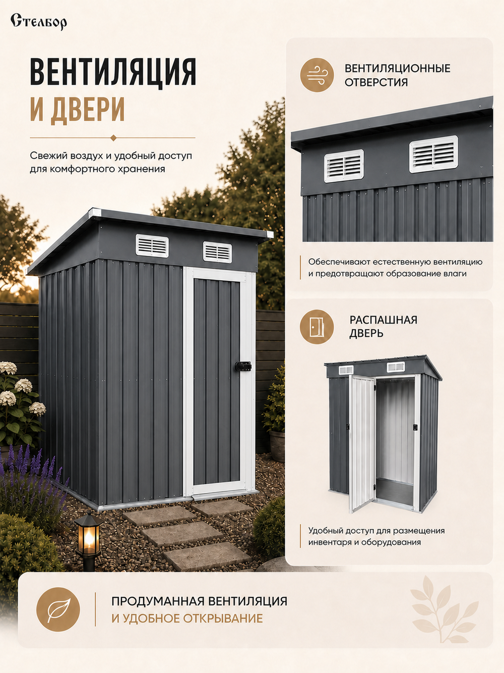 Металлический хозблок 5×3, 148,5×83×184 см