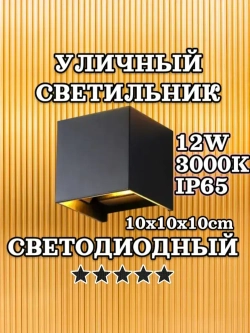 Светильник уличный фасадный архитектурный 12Вт 3000К IP65 металлический черный RINIMA