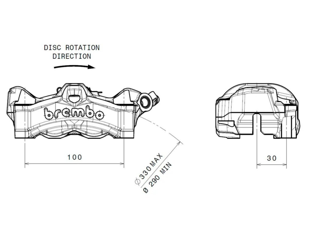 Brembo Суппорт передний правый Brembo Racing Stylema 100мм серебристый 920D02095