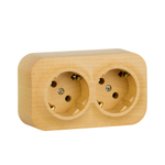 Розеточный блок двойной с заземлением без шторок IP20 16А 250В дерево Quteo Legrand