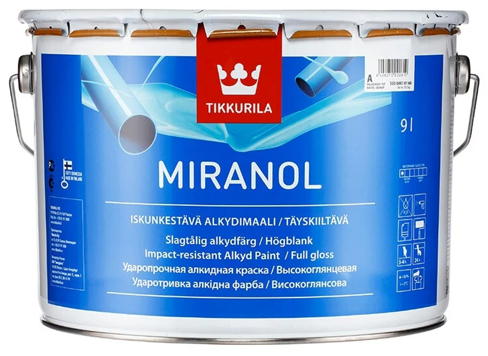 Тиксотропная эмаль Tikkurila Miranol База А (9,0л) пр-во Финляндия