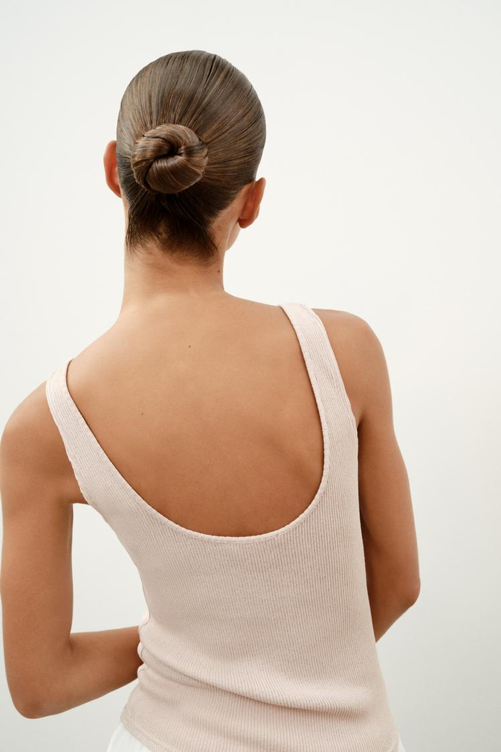 ZARA ТОП В РУБЧИК С КРУЖЕВОМ, ТЕЛЕСНО-РОЗОВЫЙ