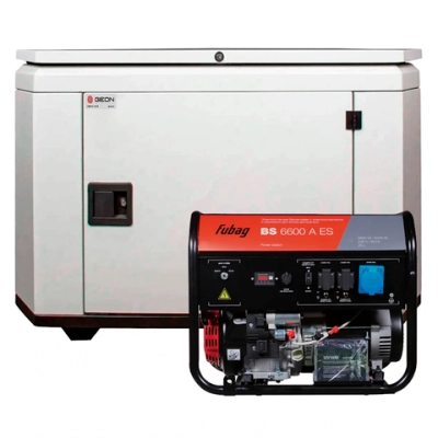 Бензиновый генератор FUBAG BS 6600 AES с кожухом Geon 1400SS RAL 7035