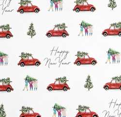 Бумага упаковочная глянцевая двухсторонняя «Новогодние машины», 70 × 100 см