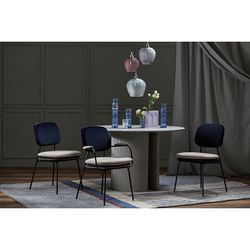 Стул с контрастным кантом Pea, велюр, темно-синий/бежевый