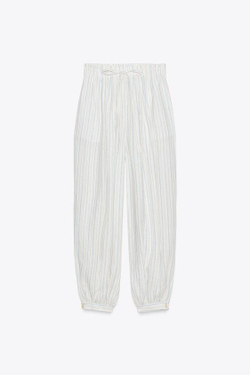 ZARA БРЮКИ С БАНТОВЫМИ СКЛАДКАМИ В ПОЛОСКУ — ZW COLLECTION, ПОЛОСКИ