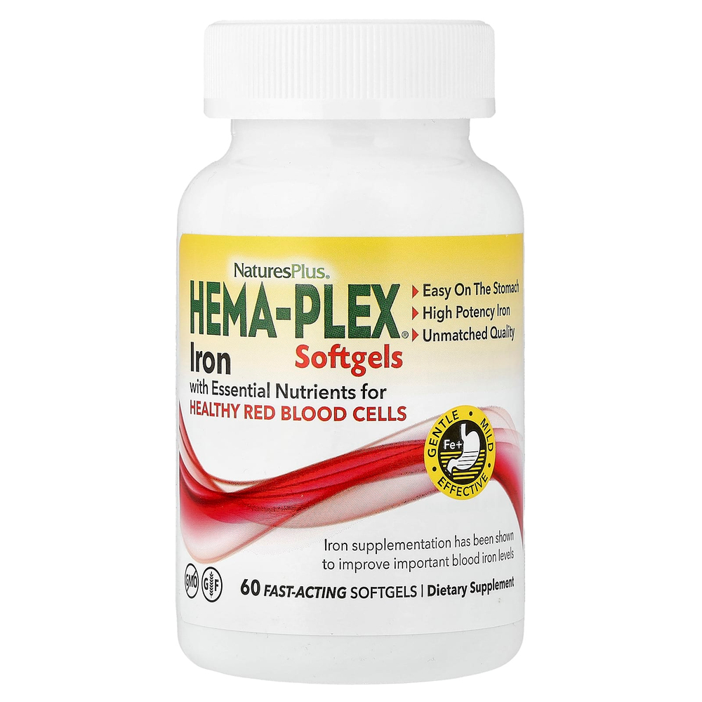 NaturesPlus, Hema-Plex®, железо, 60 капсул быстрого действия