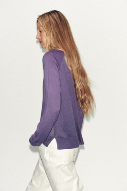 ZARA СВИТЕР ИЗ ТОНКОГО ТРИКОТАЖА, СВЕТЛО-ФИОЛЕТОВЫЙ