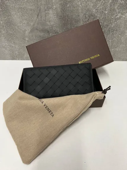 Бумажник Bottega Veneta Intrecciato черный