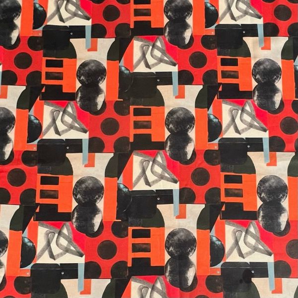 АРТ АБСТРАКЦИЯ, ОРАНЖЕВО-ЧЕРНЫЙ - 100% ХЛОПОК 1