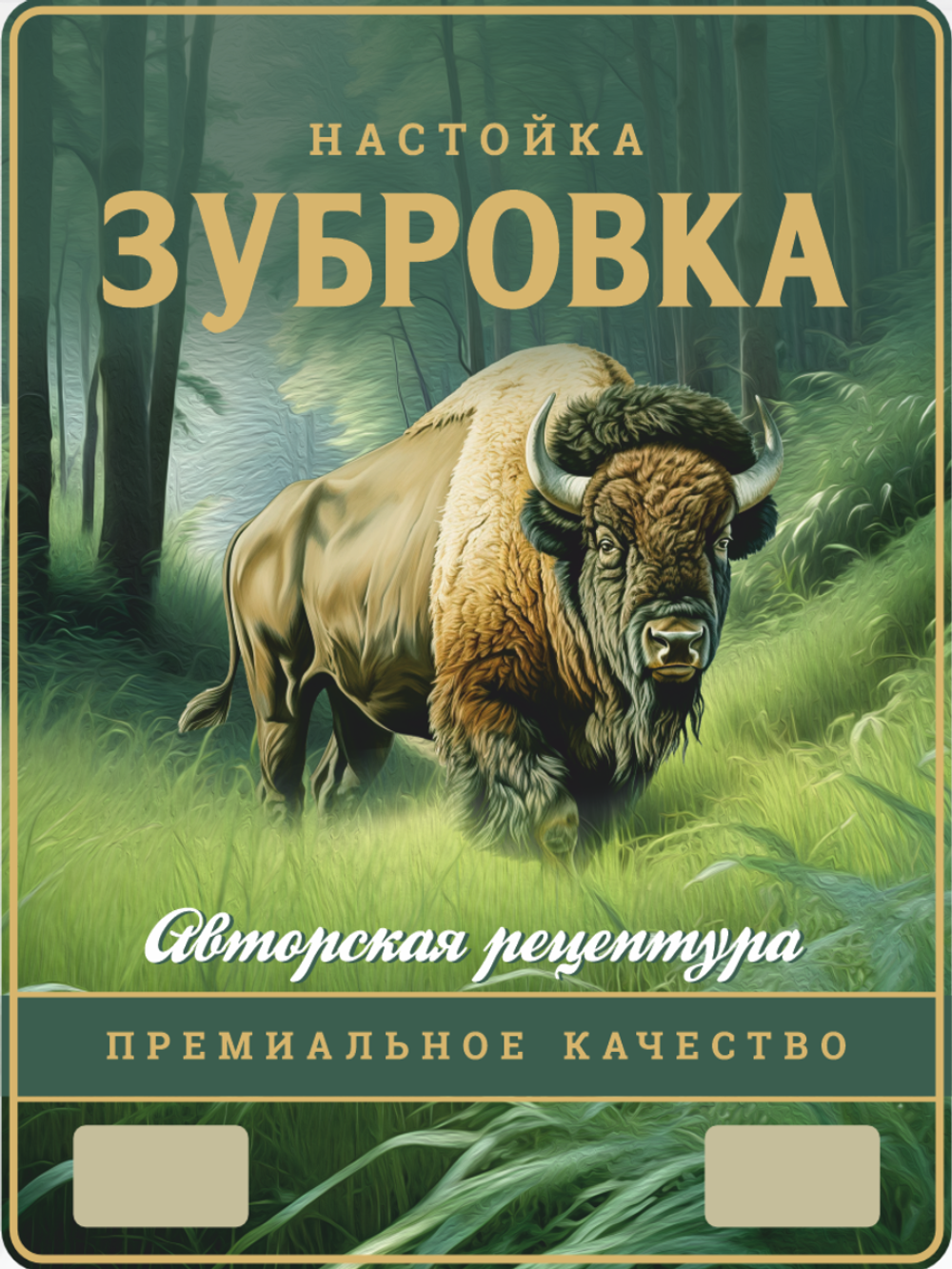 Наклейки на бутылки "Зубровка" Блестящие 10 шт.