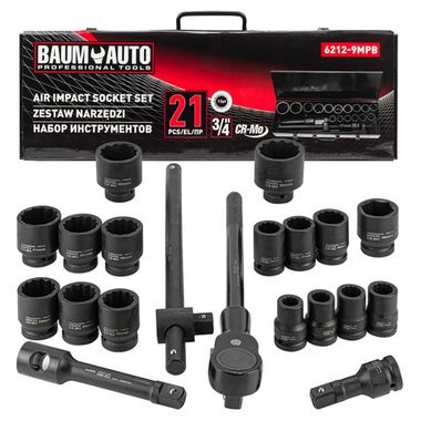Набор инструментов ударных 21пр. 3/4''(12гр.) BaumAuto##Baum Auto BM-6212-9MPB