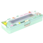 Пенал металлический 2 отделения Alingar, таблица умножения, окошко на крышке 80 х 200 мм, "Зверята", ассорти, надпись "It's my favorite"