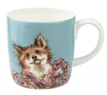 Кружка "Лиса в цветах" Wrendale Designs, 0,4 л (синяя)