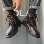 XIEGUIHUAYU Microfiber Leather Trendy Work Boots Men"s