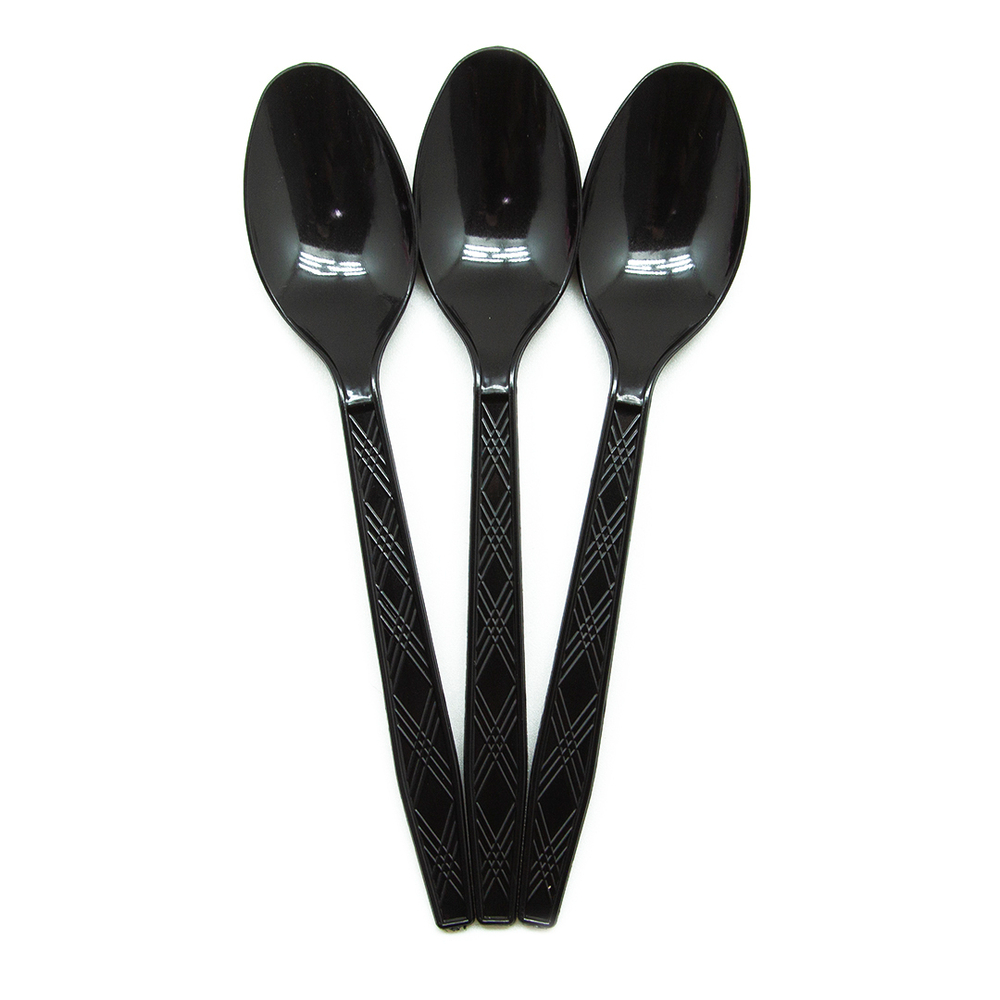 Ложки пластиковые чёрные, 10 шт.