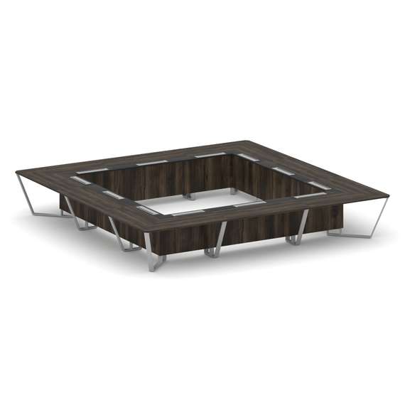 Steel Meet Стол переговорный квадратный KM-PR.B.SP-24K Дуб Мали/Графит Глянец/Металл Серый 4800*4800