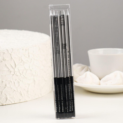 Свечи в торт "С днем рождения" 6 шт, серебро