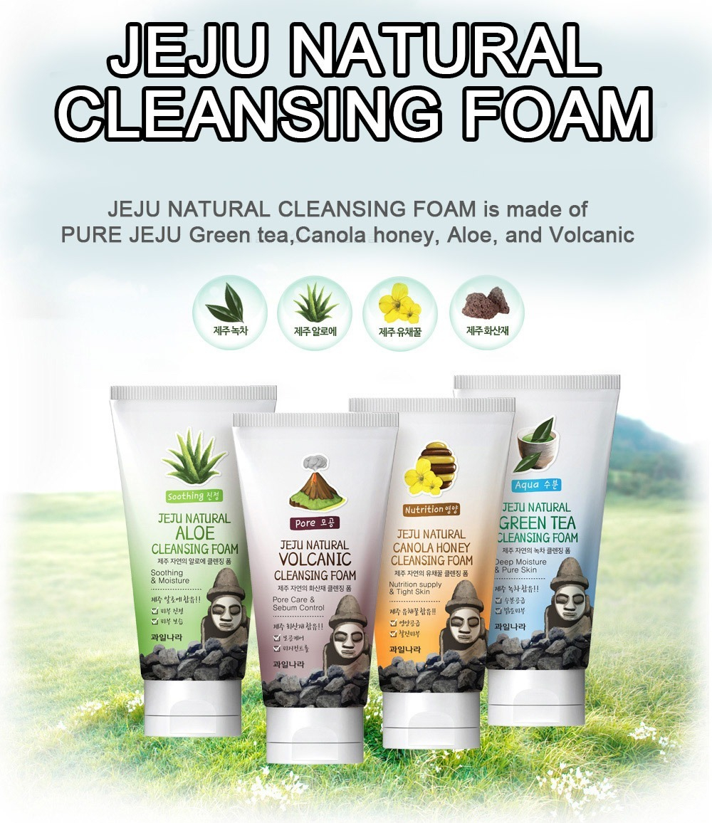 Welcos Jeju Natural Green Tea Cleansing Foam пенка для умывания с экстрактом зеленого чая