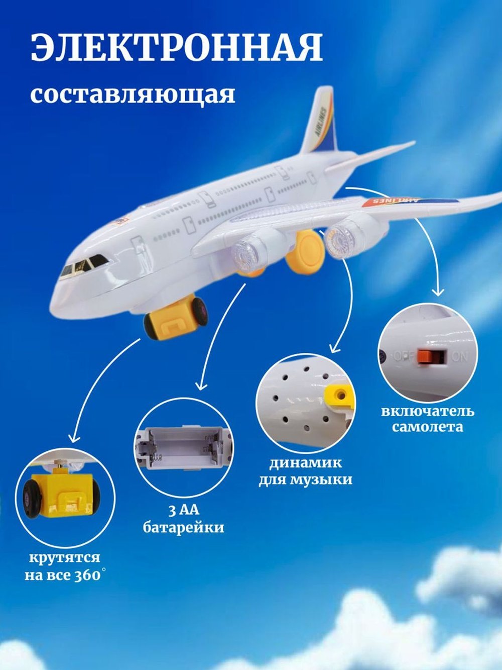 Игрушка самолет детский для мальчика на батарейках