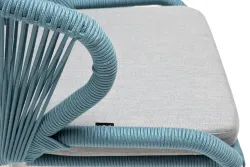 "Милан" стул плетеный из роупа, каркас алюминий светло-серый (RAL7035) муар, роуп бирюзовый круглый, ткань светло-серая