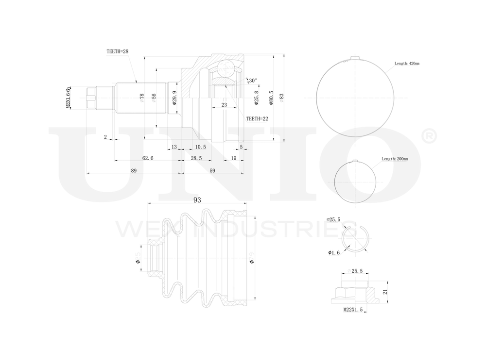 ШРУС внешний UNIO CVJ-20114
