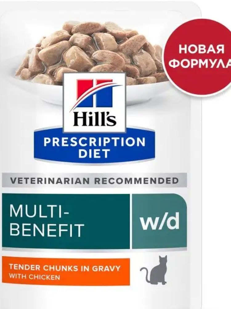 Hill&#39;s PD 85г W/D Влажный корм для кошек для коррекции веса при диабете Курица