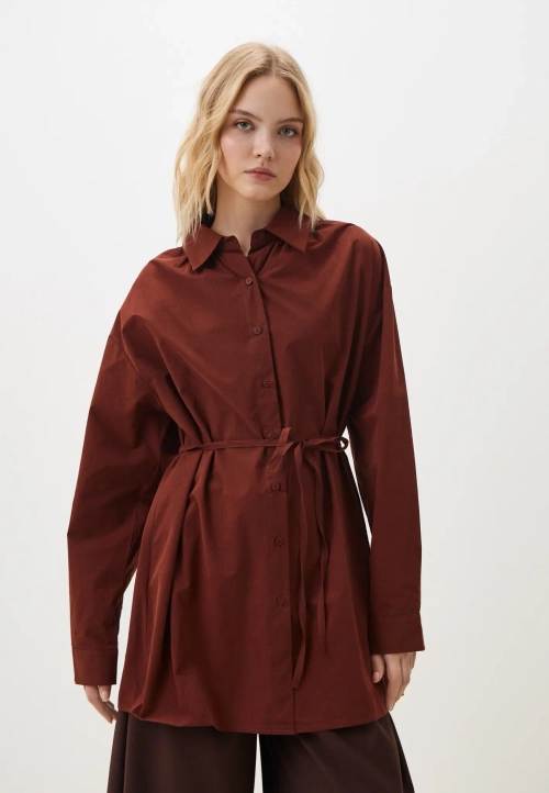 Рубашка из поплина с поясом