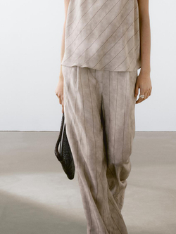 Massimo Dutti Брюки прямого кроя в полоску, дымчатый