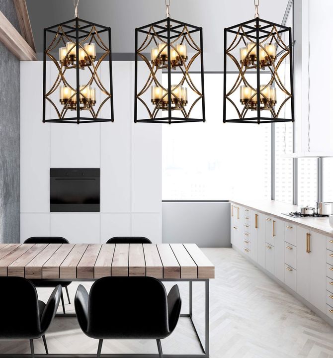 Подвесная люстра Lumina Deco Quadrato LDP 1223-8 BK+MD