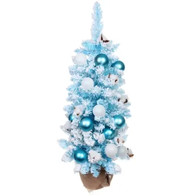 Елка декоративная «Нежность» 90 см, ПВХ с белым напылением (136 веток), Голубой