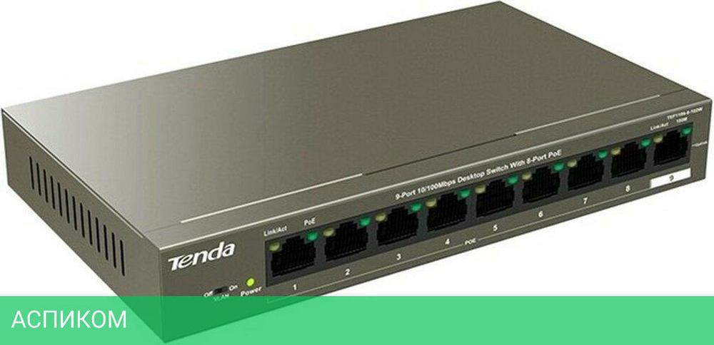 Коммутатор Tenda TEF1109P-8-102W