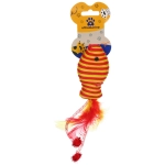 Игрушка - рыбка для кошек «ИГРУЛИК», с перышками, цвет синий и желтый, 18,5*4,5см