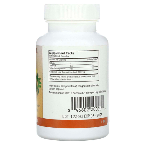 Arizona Natural, Чапараль, 90 капсул (250 мг на капсулу)