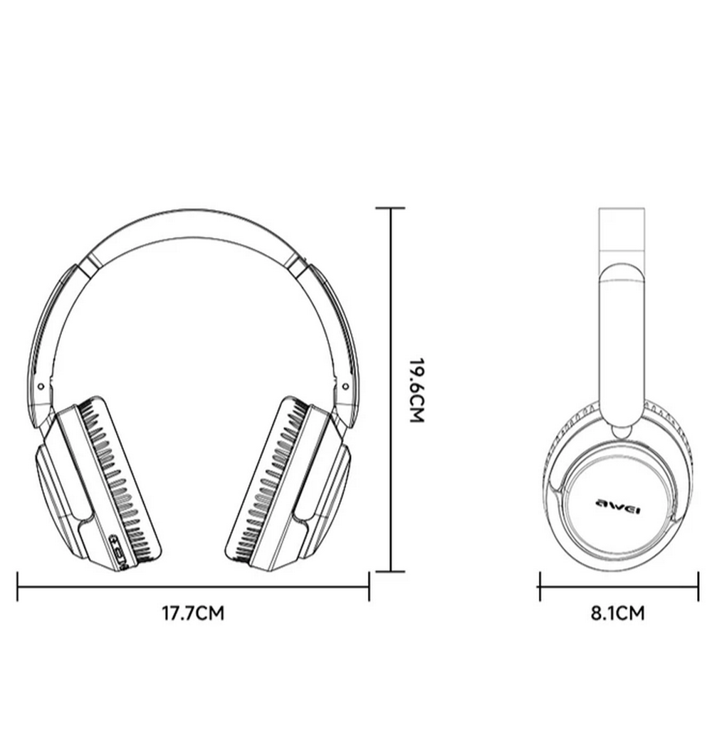Наушники беспроводные полноразмерные Stereo Awei A360BL