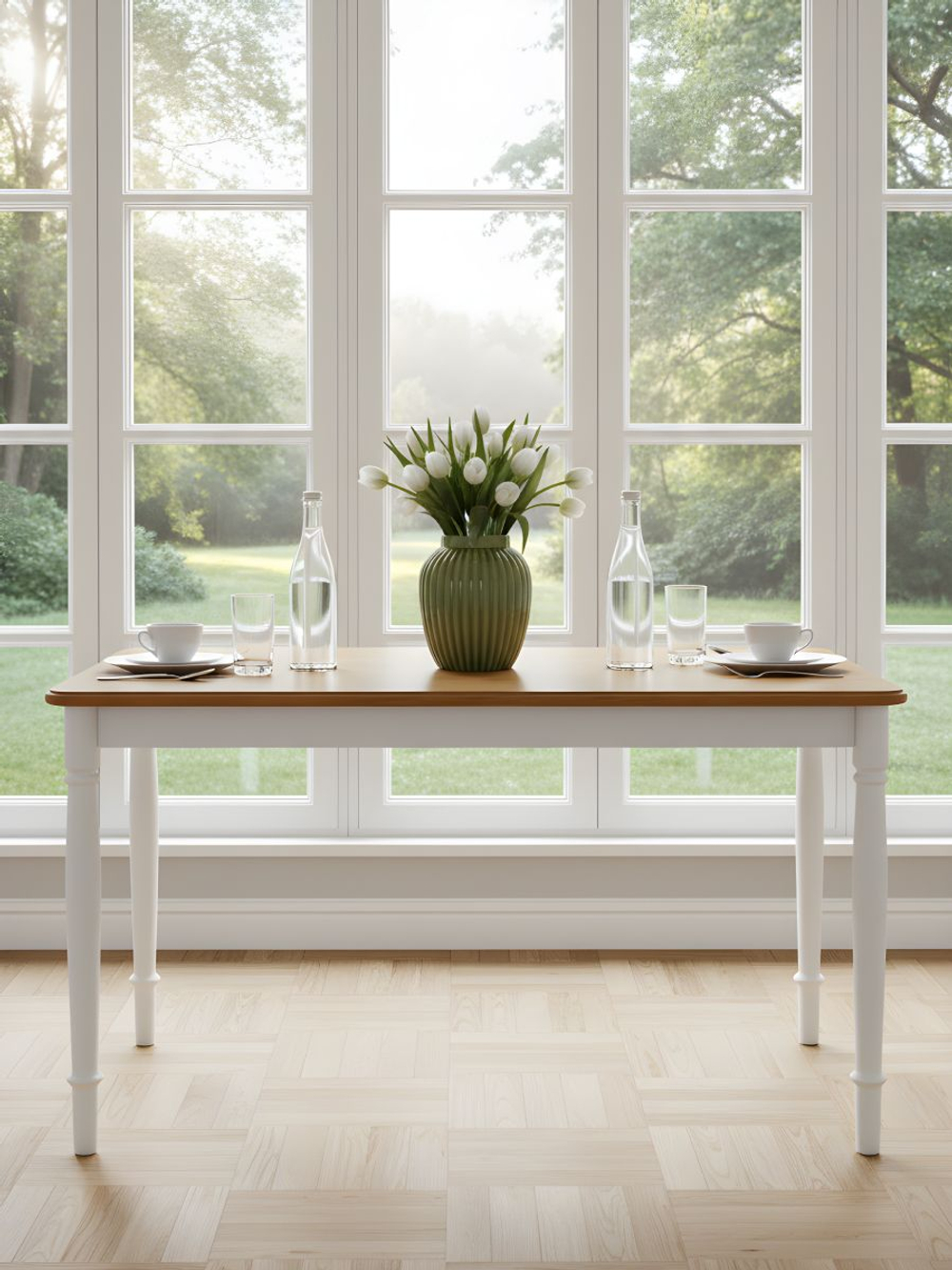 Стол кухонный,130х80, Дандерид, обеденный, деревянный, со шпонированной дубом столешницей, белый, Ikea