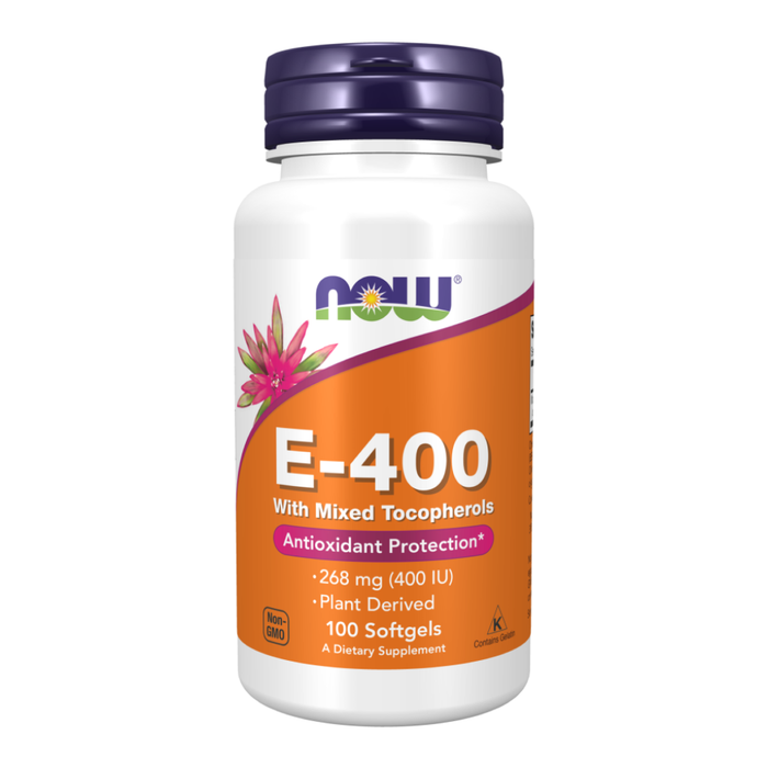 Витамин E со смешанными токоферолами, Vitamin E-400, Now Foods, 100 капсул