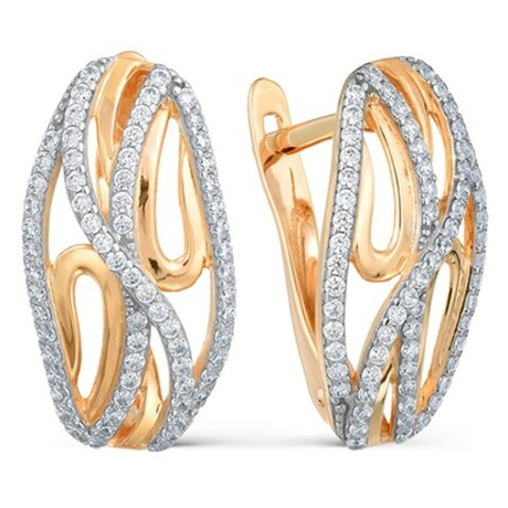 Серьги из золота с фианитами