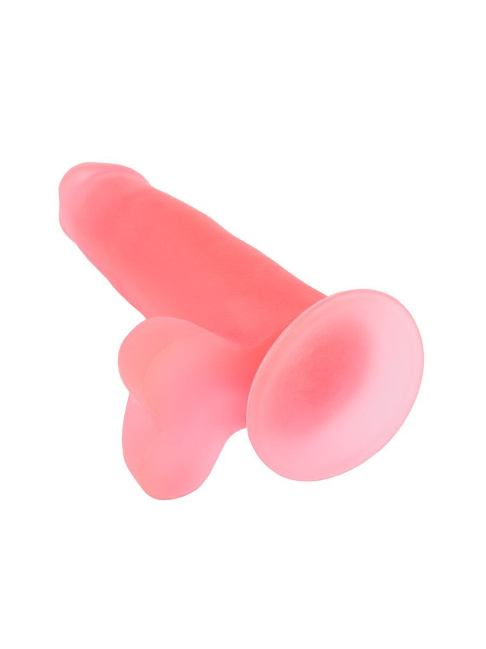 Нежно-розовый фаллоимитатор с мошонкой на присоске - 16,5 см. (Цвет: розовый)