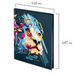 Блокнот МАЛЫЙ ФОРМАТ (110х147 мм), А6, 80 л., твёрдый, клетка, выборочный лак, STAFF, "Лев", 114447